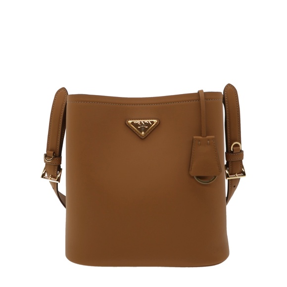 Prada Bucket Shoulder Bag Brown Leather 1BB080 New